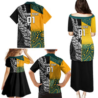 Custom New Zealand And Australia Rugby Family Matching Puletasi Dress and Hawaiian Shirt Wallabies Kiwi Silver Fern 2023 World Cup - Wonder Print Shop