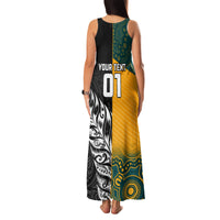Custom New Zealand And Australia Rugby Family Matching Tank Maxi Dress and Hawaiian Shirt Wallabies Kiwi Silver Fern 2023 World Cup - Wonder Print Shop