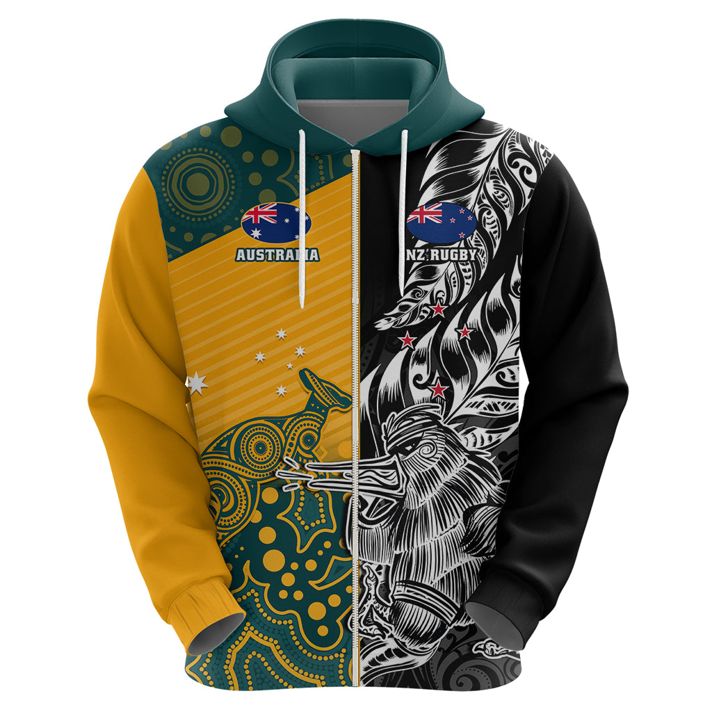 Custom New Zealand And Australia Rugby Hoodie Wallabies Kiwi Silver Fern 2023 World Cup - Wonder Print Shop