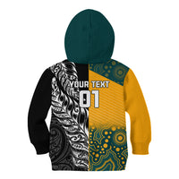 Custom New Zealand And Australia Rugby Kid Hoodie Wallabies Kiwi Silver Fern 2023 World Cup - Wonder Print Shop