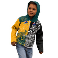 Custom New Zealand And Australia Rugby Kid Hoodie Wallabies Kiwi Silver Fern 2023 World Cup - Wonder Print Shop