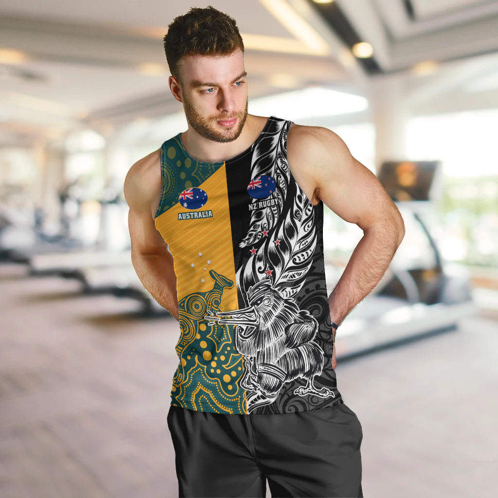 Custom New Zealand And Australia Rugby Men Tank Top Wallabies Kiwi Silver Fern 2023 World Cup - Wonder Print Shop