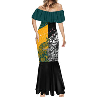 Custom New Zealand And Australia Rugby Mermaid Dress Wallabies Kiwi Silver Fern 2023 World Cup - Wonder Print Shop