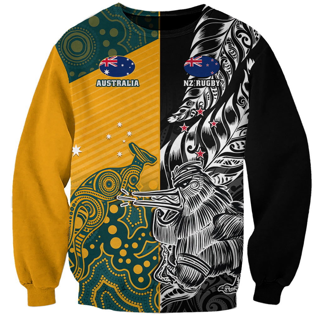 Custom New Zealand And Australia Rugby Sweatshirt Wallabies Kiwi Silver Fern 2023 World Cup - Wonder Print Shop