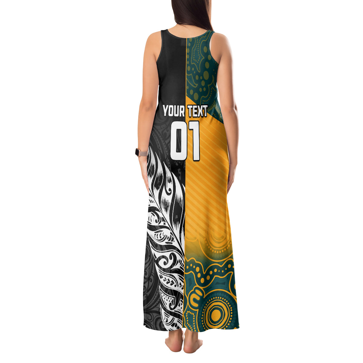 Custom New Zealand And Australia Rugby Tank Maxi Dress Wallabies Kiwi Silver Fern 2023 World Cup - Wonder Print Shop