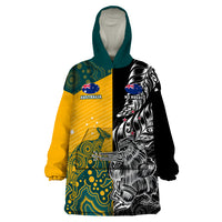 Custom New Zealand And Australia Rugby Wearable Blanket Hoodie Wallabies Kiwi Silver Fern 2023 World Cup - Wonder Print Shop