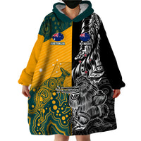 Custom New Zealand And Australia Rugby Wearable Blanket Hoodie Wallabies Kiwi Silver Fern 2023 World Cup - Wonder Print Shop
