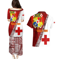 Tonga Rugby Couples Matching Puletasi Dress and Hawaiian Shirt Tongan Go 2023 World Cup - Wonder Print Shop
