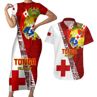 Tonga Rugby Couples Matching Short Sleeve Bodycon Dress and Hawaiian Shirt Tongan Go 2023 World Cup - Wonder Print Shop