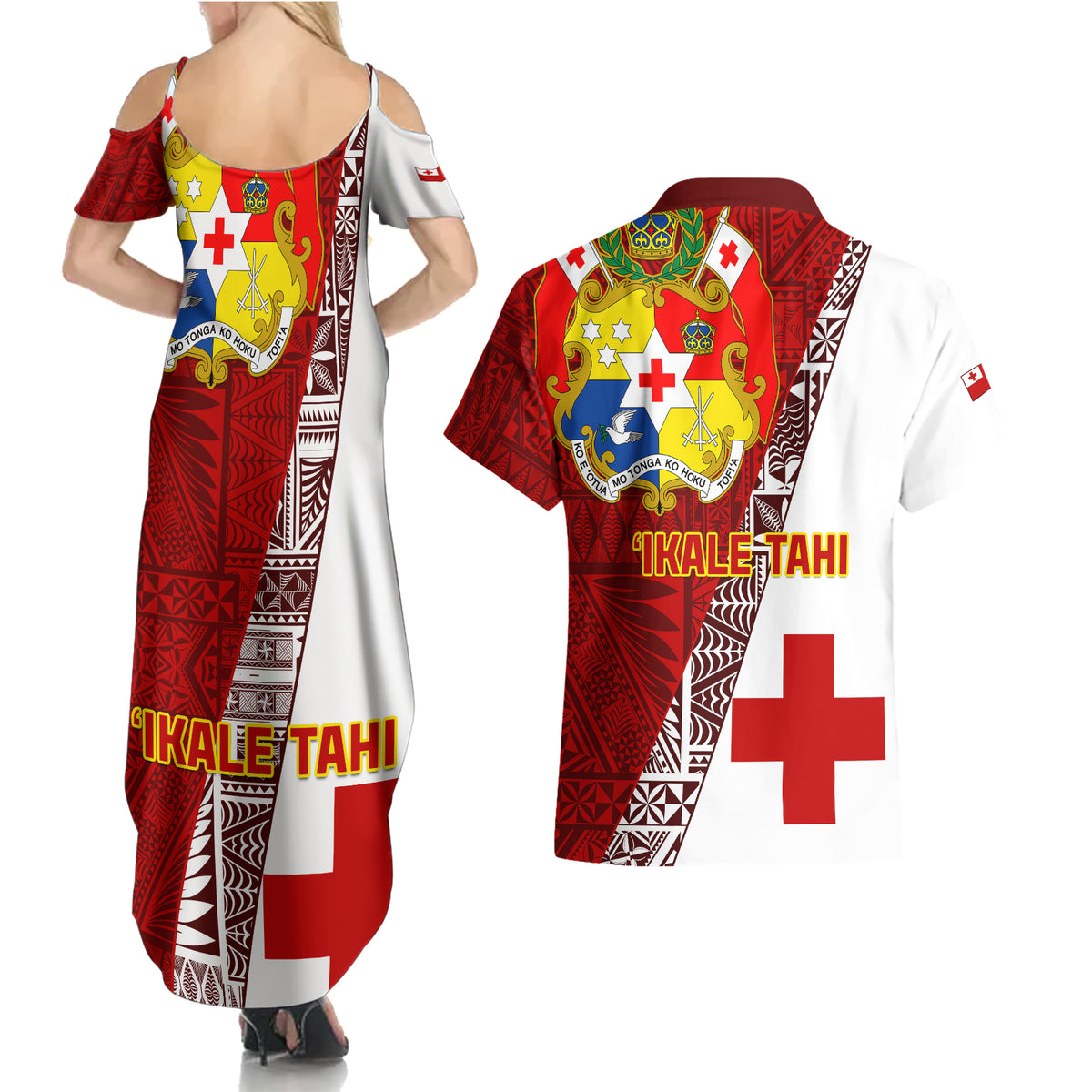 Tonga Rugby Couples Matching Summer Maxi Dress and Hawaiian Shirt Tongan Go 2023 World Cup - Wonder Print Shop