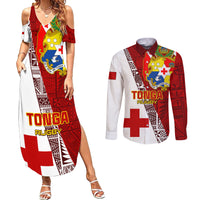Tonga Rugby Couples Matching Summer Maxi Dress and Long Sleeve Button Shirts Tongan Go 2023 World Cup - Wonder Print Shop