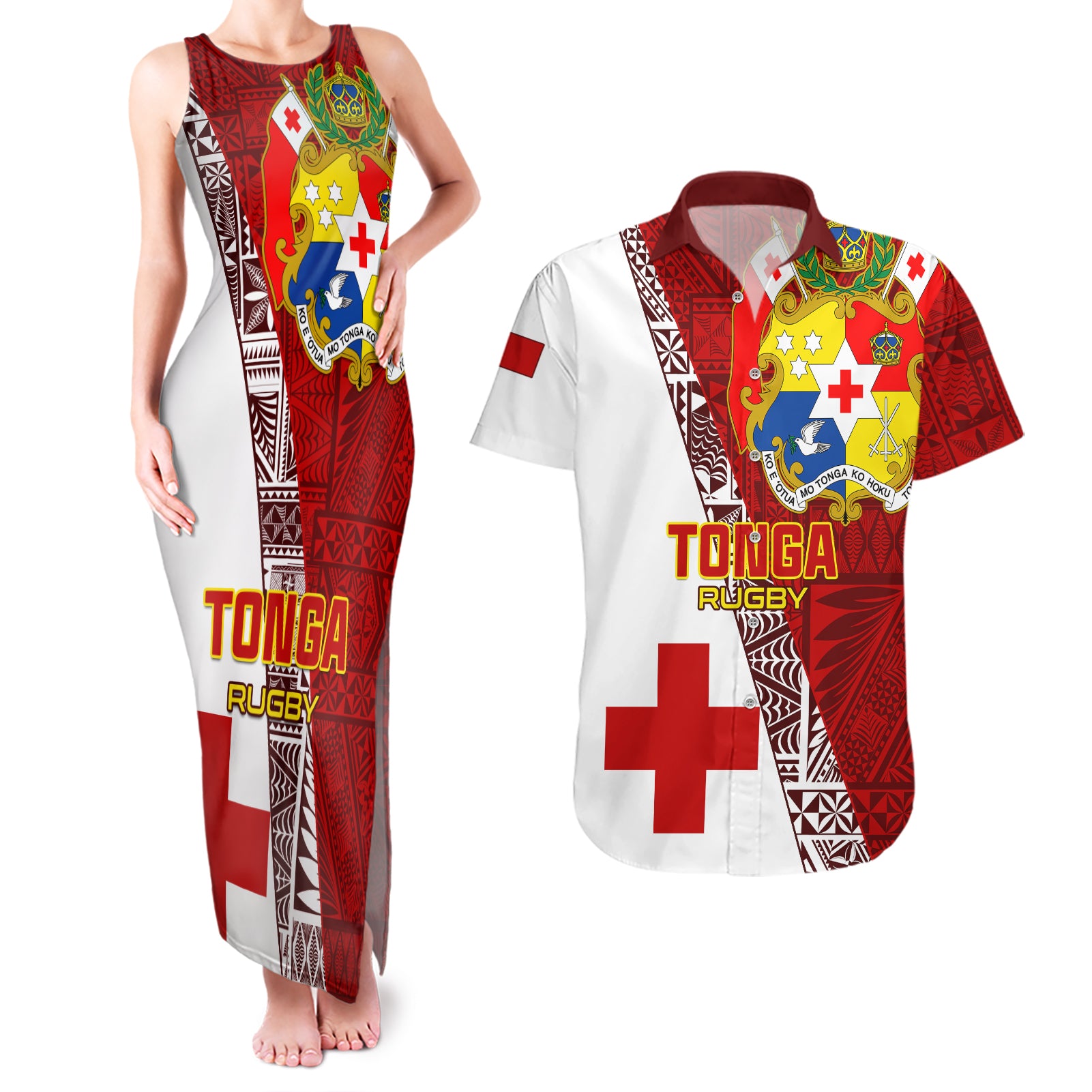 Tonga Rugby Couples Matching Tank Maxi Dress and Hawaiian Shirt Tongan Go 2023 World Cup - Wonder Print Shop