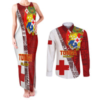 Tonga Rugby Couples Matching Tank Maxi Dress and Long Sleeve Button Shirts Tongan Go 2023 World Cup - Wonder Print Shop
