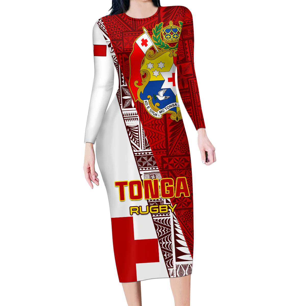 Tonga Rugby Family Matching Long Sleeve Bodycon Dress and Hawaiian Shirt Tongan Go 2023 World Cup - Wonder Print Shop