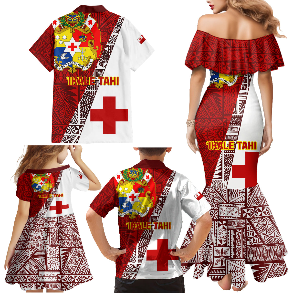 Tonga Rugby Family Matching Mermaid Dress and Hawaiian Shirt Tongan Go 2023 World Cup - Wonder Print Shop