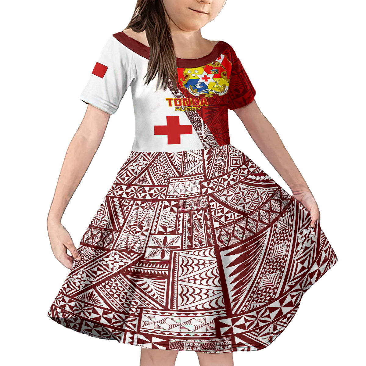 Tonga Rugby Family Matching Off Shoulder Long Sleeve Dress and Hawaiian Shirt Tongan Go 2023 World Cup - Wonder Print Shop