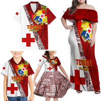 Tonga Rugby Family Matching Off Shoulder Maxi Dress and Hawaiian Shirt Tongan Go 2023 World Cup - Wonder Print Shop