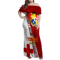 Tonga Rugby Family Matching Off Shoulder Maxi Dress and Hawaiian Shirt Tongan Go 2023 World Cup - Wonder Print Shop