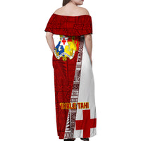 Tonga Rugby Family Matching Off Shoulder Maxi Dress and Hawaiian Shirt Tongan Go 2023 World Cup - Wonder Print Shop