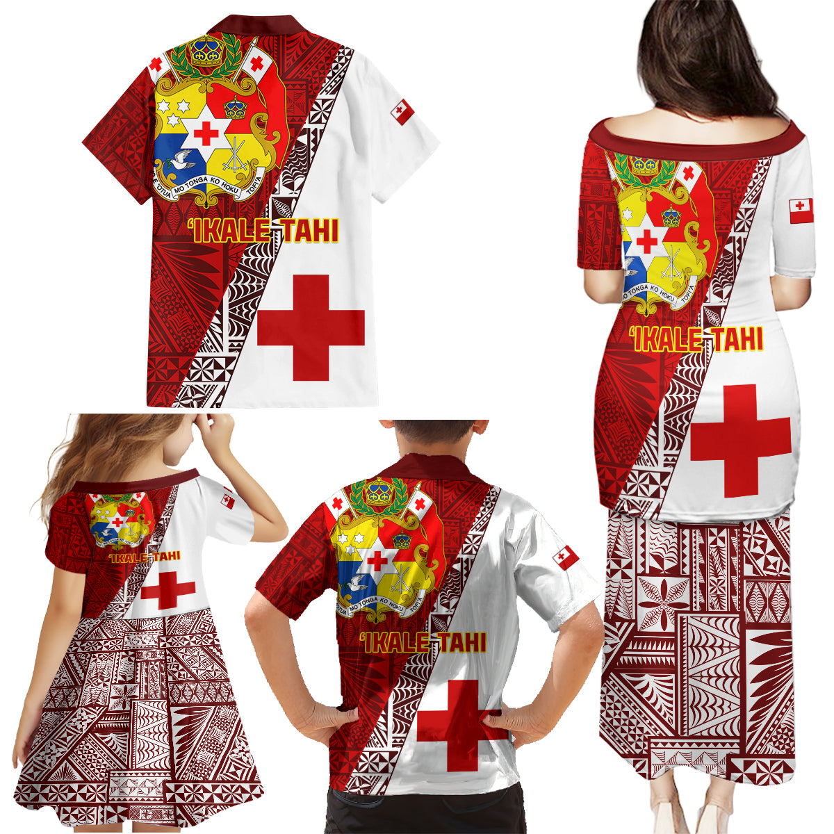 Tonga Rugby Family Matching Puletasi Dress and Hawaiian Shirt Tongan Go 2023 World Cup - Wonder Print Shop