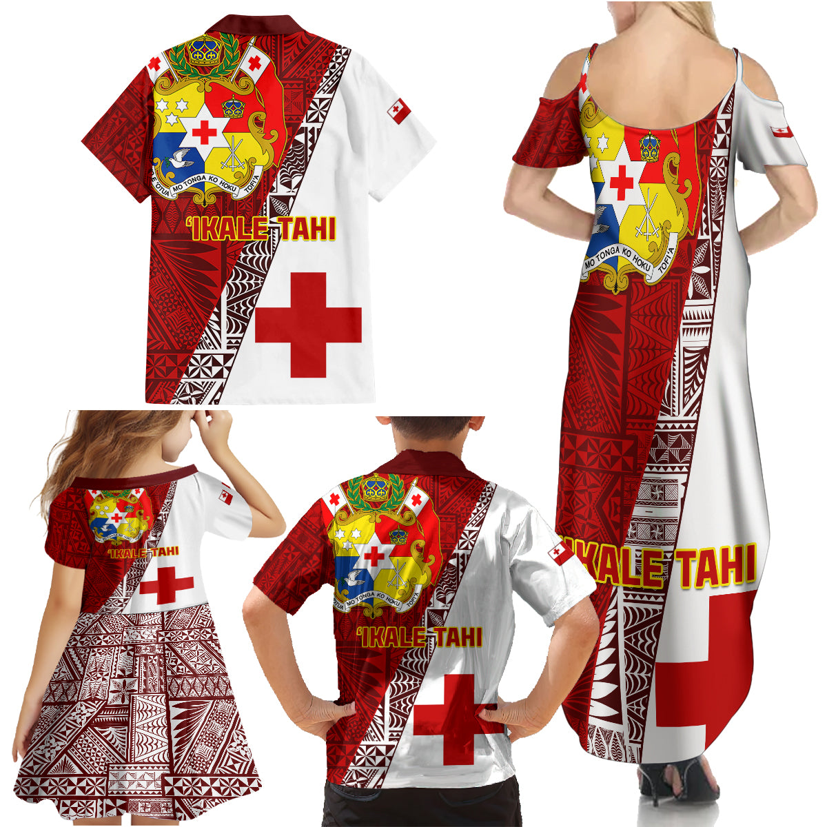 Tonga Rugby Family Matching Summer Maxi Dress and Hawaiian Shirt Tongan Go 2023 World Cup - Wonder Print Shop