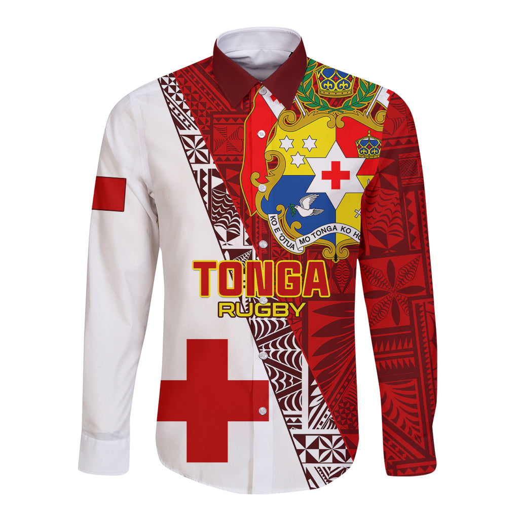 Tonga Rugby Long Sleeve Button Shirt Tongan Go 2023 World Cup - Wonder Print Shop