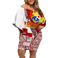 Tonga Rugby Off Shoulder Short Dress Tongan Go 2023 World Cup - Wonder Print Shop