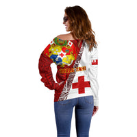 Tonga Rugby Off Shoulder Sweater Tongan Go 2023 World Cup - Wonder Print Shop