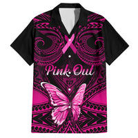 Personalised Pink Out Family Matching Short Sleeve Bodycon Dress and Hawaiian Shirt Breast Cancer Awareness Polynesian Pattern Black Version - Wonder Print Shop