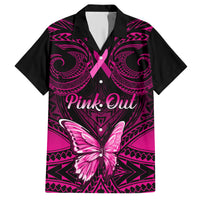 Personalised Pink Out Hawaiian Shirt Breast Cancer Awareness Polynesian Pattern Black Version - Wonder Print Shop