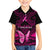 Personalised Pink Out Kid Hawaiian Shirt Breast Cancer Awareness Polynesian Pattern Black Version - Wonder Print Shop