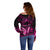 Personalised Pink Out Off Shoulder Sweater Breast Cancer Awareness Polynesian Pattern Black Version - Wonder Print Shop