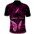 Personalised Pink Out Polo Shirt Breast Cancer Awareness Polynesian Pattern Black Version - Wonder Print Shop