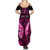 Personalised Pink Out Summer Maxi Dress Breast Cancer Awareness Polynesian Pattern Black Version - Wonder Print Shop