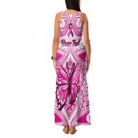 Personalised Pink Out Family Matching Tank Maxi Dress and Hawaiian Shirt Breast Cancer Awareness Polynesian Pattern White Version - Wonder Print Shop