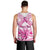 Personalised Pink Out Men Tank Top Breast Cancer Awareness Polynesian Pattern White Version - Wonder Print Shop