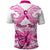 Personalised Pink Out Polo Shirt Breast Cancer Awareness Polynesian Pattern White Version - Wonder Print Shop