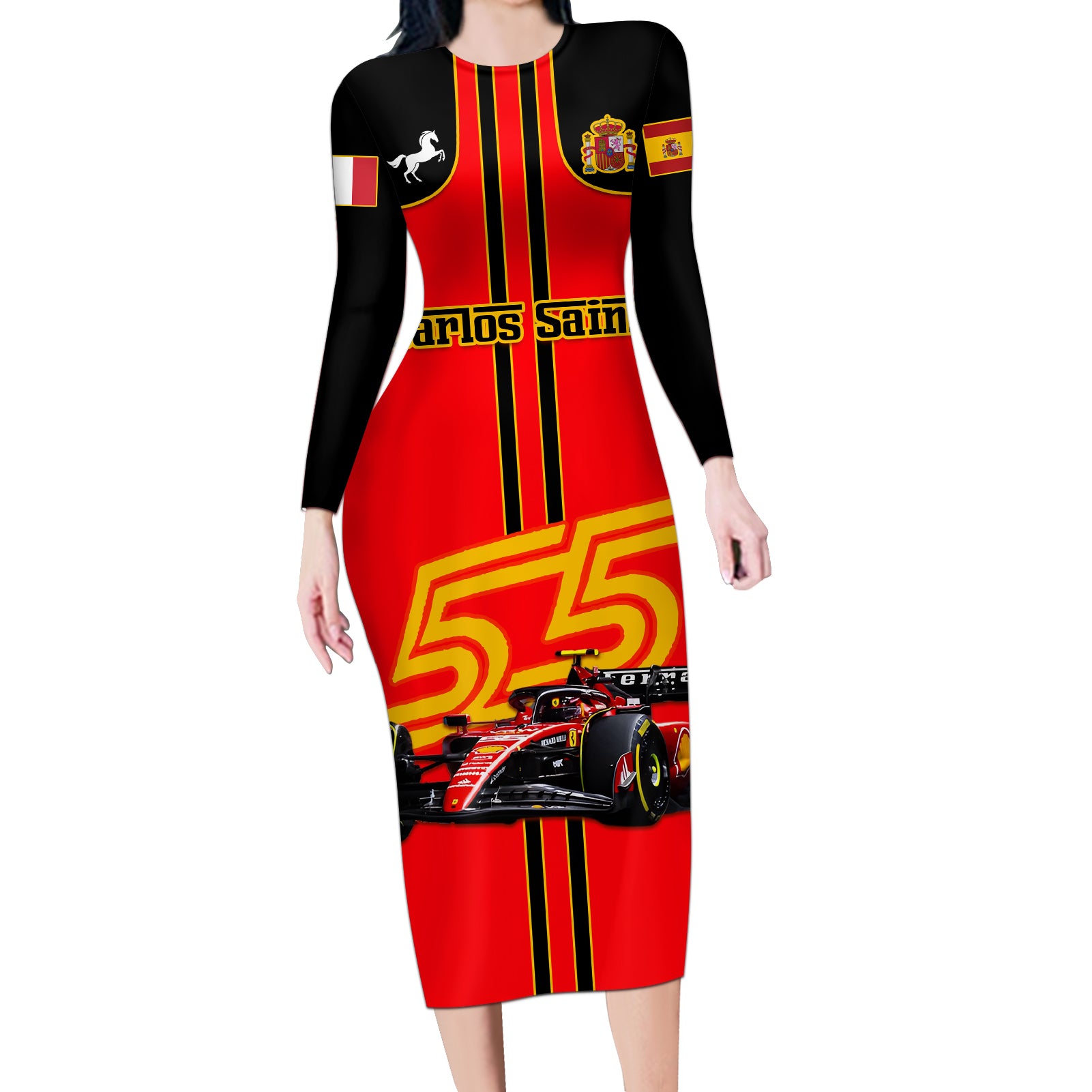 carlos-sainz-55-long-sleeve-bodycon-dress-2023-singapore-gp