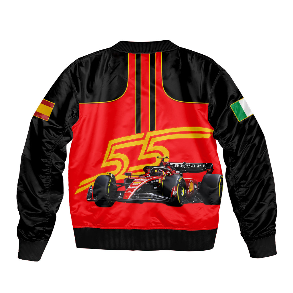 Carlos Sainz 55 Sleeve Zip Bomber Jacket 2023 Singapore GP - Wonder Print Shop