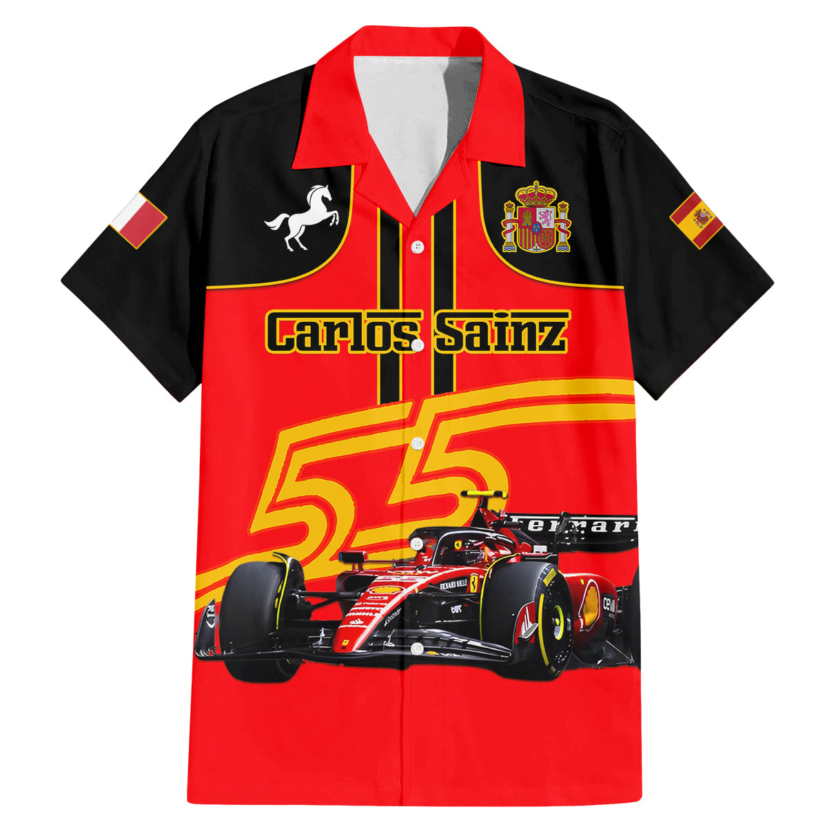 Personalised Carlos Sainz 55 Family Matching Mermaid Dress and Hawaiian Shirt 2023 Singapore GP - Wonder Print Shop