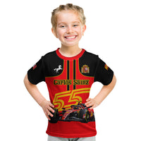 Personalised Carlos Sainz 55 Kid T Shirt 2023 Singapore GP - Wonder Print Shop