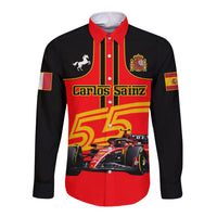 Personalised Carlos Sainz 55 Long Sleeve Button Shirt 2023 Singapore GP - Wonder Print Shop