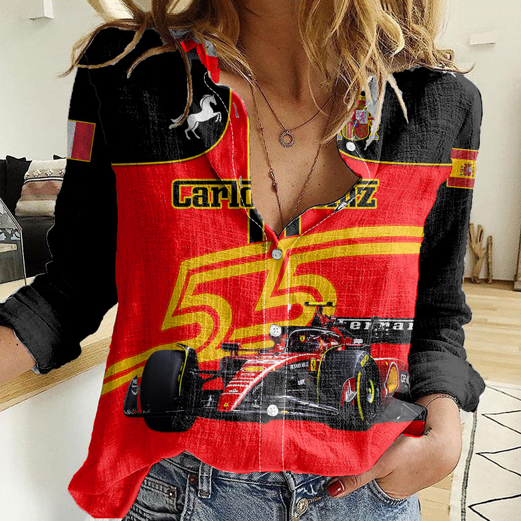 Personalised Carlos Sainz 55 Women Casual Shirt 2023 Singapore GP - Wonder Print Shop
