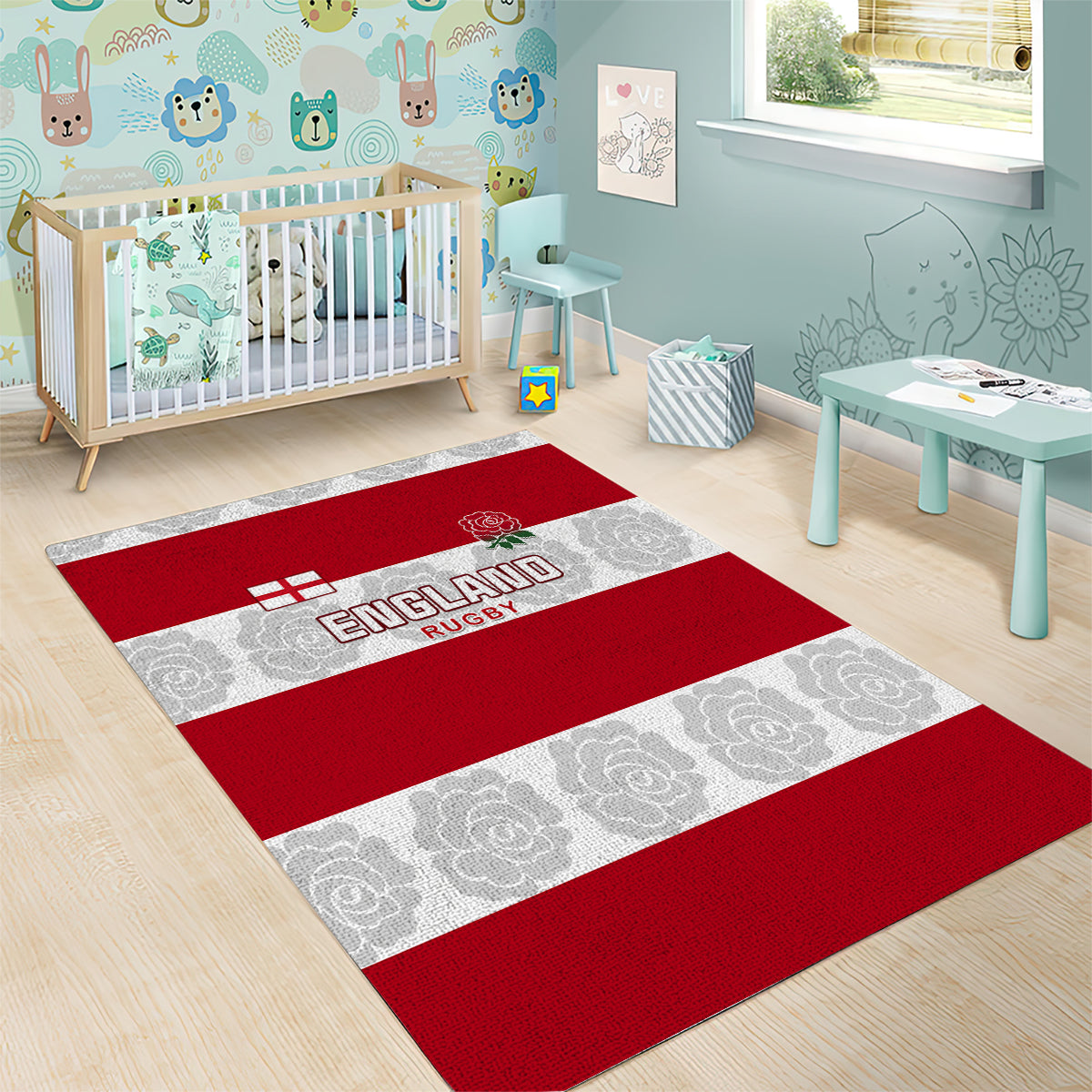 Custom England Rugby Area Rug The Red Rose Champion World Cup 2023 - Wonder Print Shop
