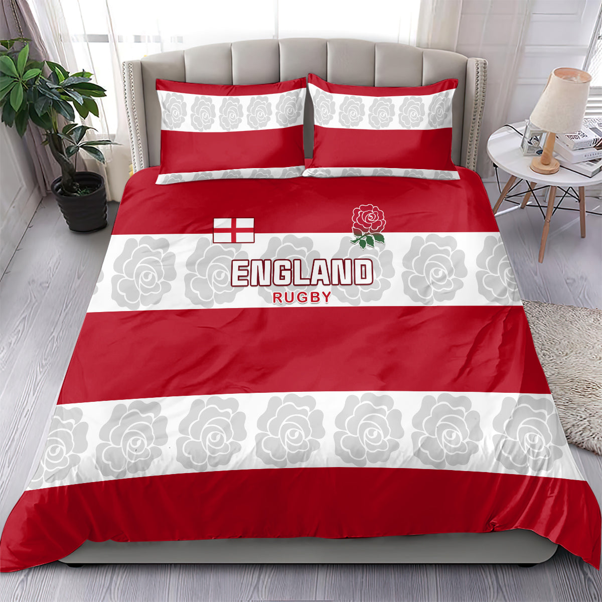 Custom England Rugby Bedding Set The Red Rose Champion World Cup 2023 - Wonder Print Shop