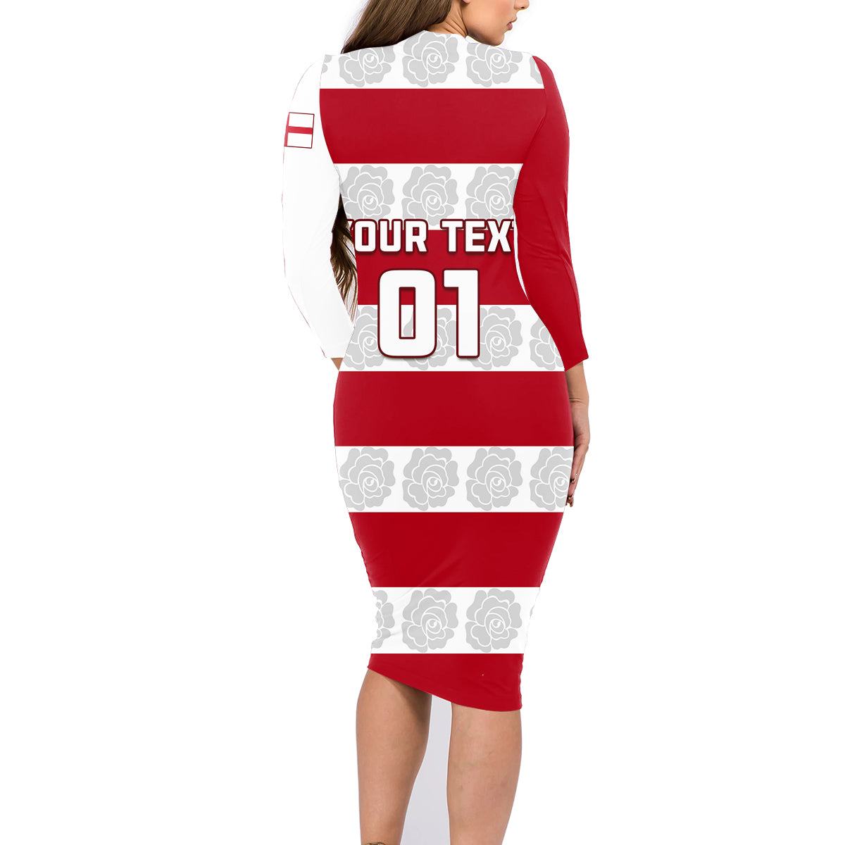 Custom England Rugby Family Matching Long Sleeve Bodycon Dress and Hawaiian Shirt The Red Rose Champion World Cup 2023 - Wonder Print Shop