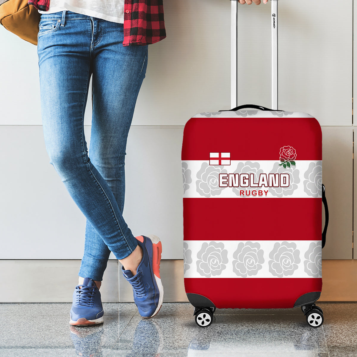 Custom England Rugby Luggage Cover The Red Rose Champion World Cup 2023 - Wonder Print Shop