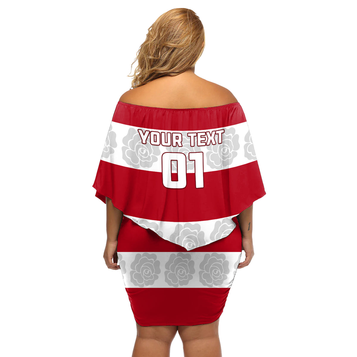 Custom England Rugby Off Shoulder Short Dress The Red Rose Champion World Cup 2023 - Wonder Print Shop