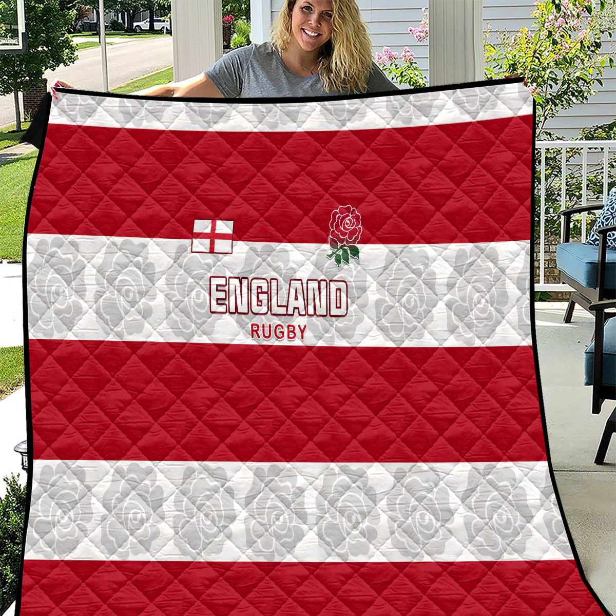 Custom England Rugby Quilt The Red Rose Champion World Cup 2023 - Wonder Print Shop