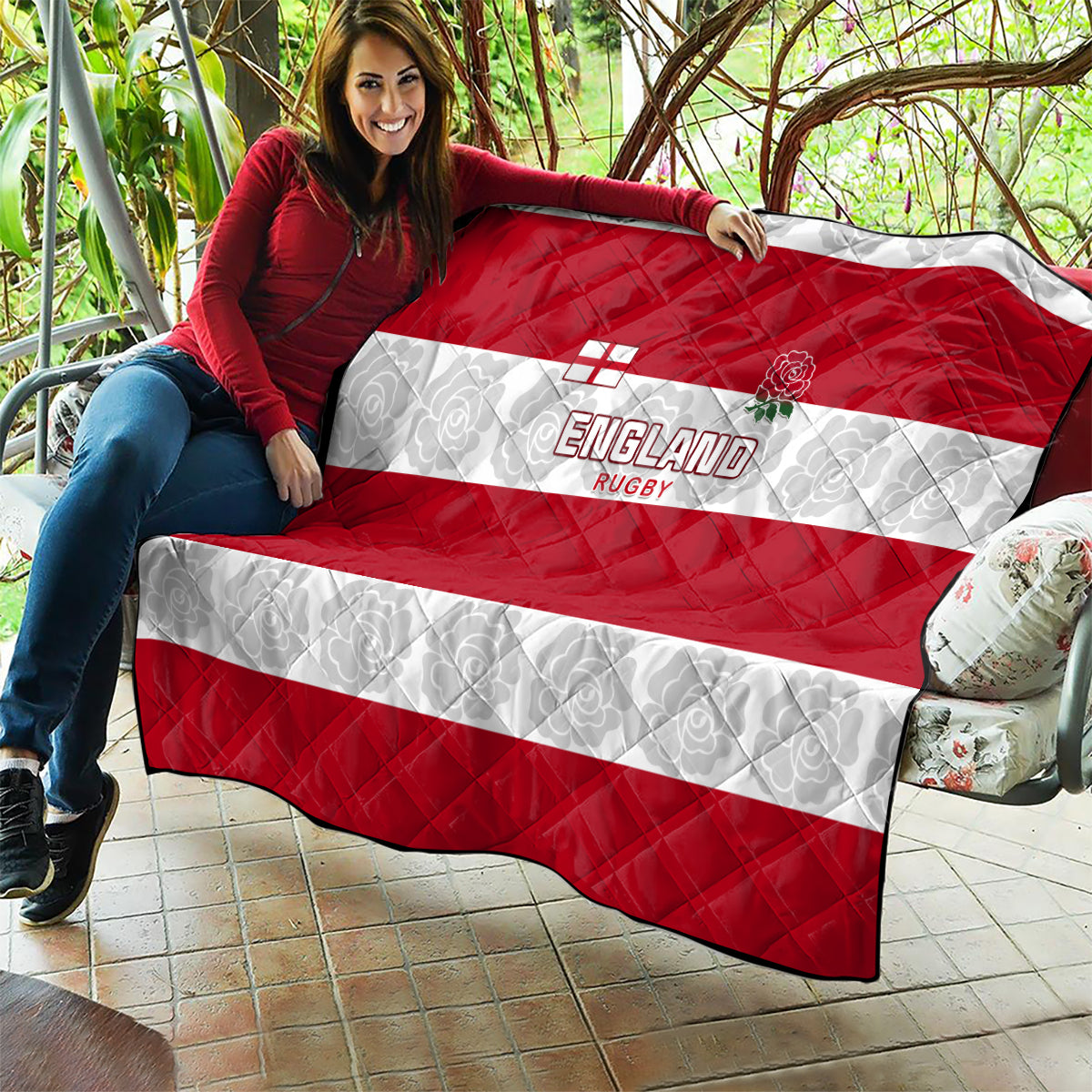 Custom England Rugby Quilt The Red Rose Champion World Cup 2023 - Wonder Print Shop